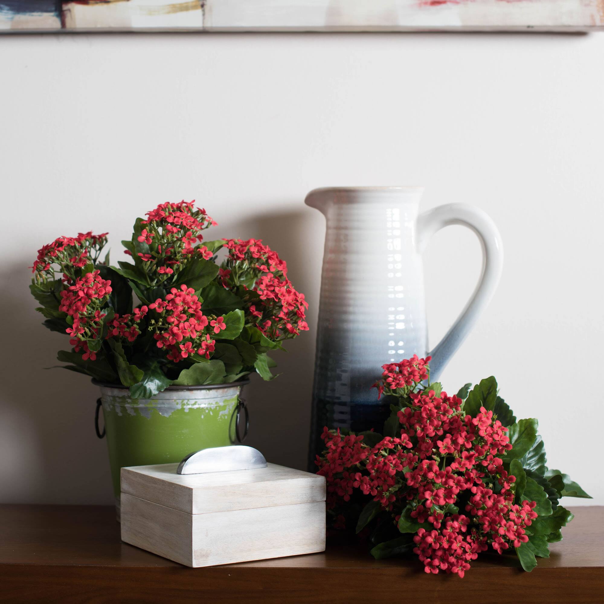 15" Red Artificial Kalanchoe Bush
